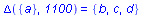 Delta({a}, `1100`) = {b, c, d}